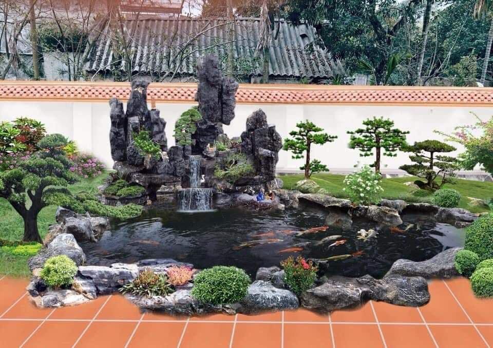 Nước, đá, cây xanh là 3 yếu tố cần thiết khi thiết kế sân vườn