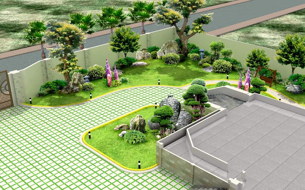 Sân vườn nhỏ đẹp góp phần tạo nên giá trị thẩm mỹ cho công trình